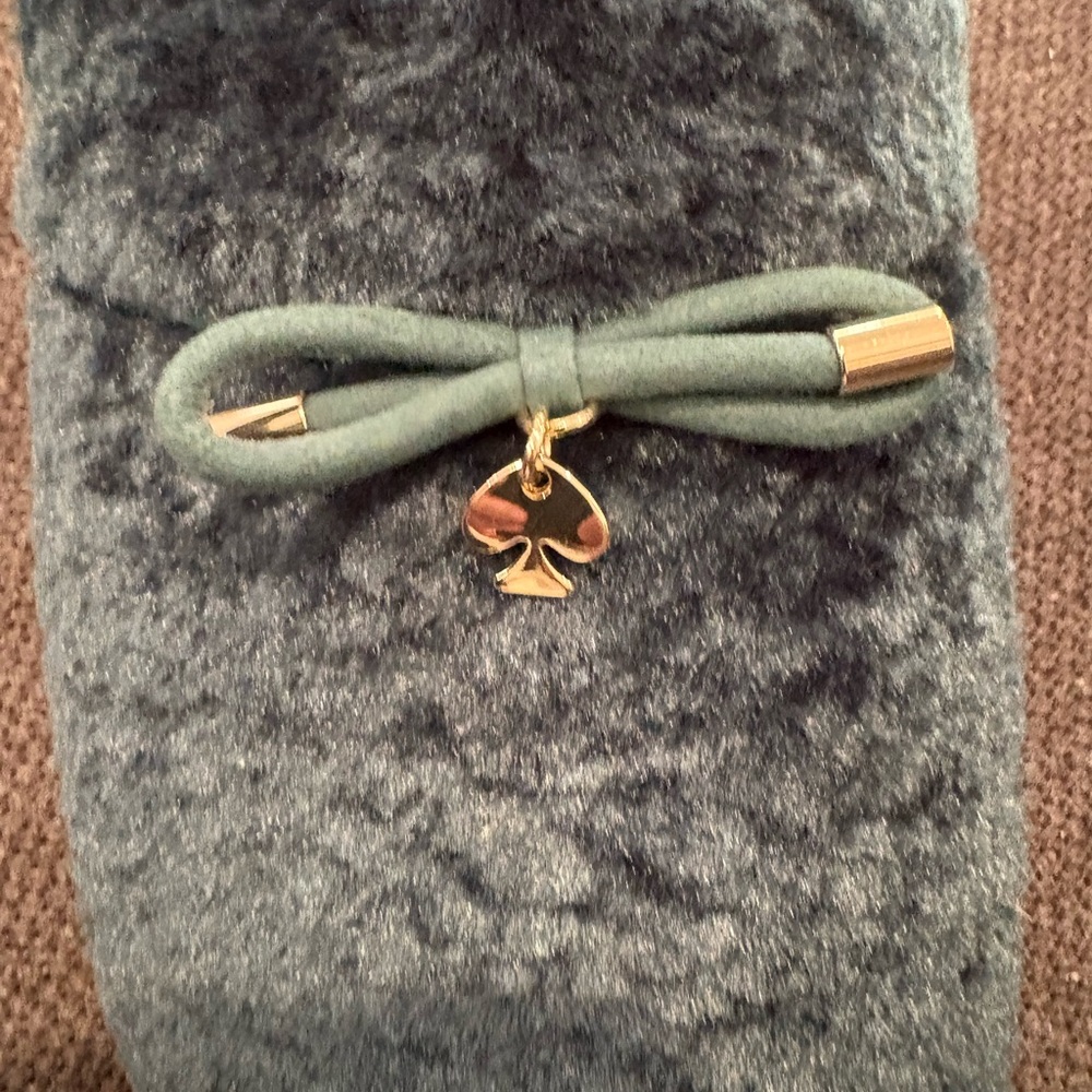 Kate Spade Teal Fuzzy Slippers with Bow - Picture 5 of 7